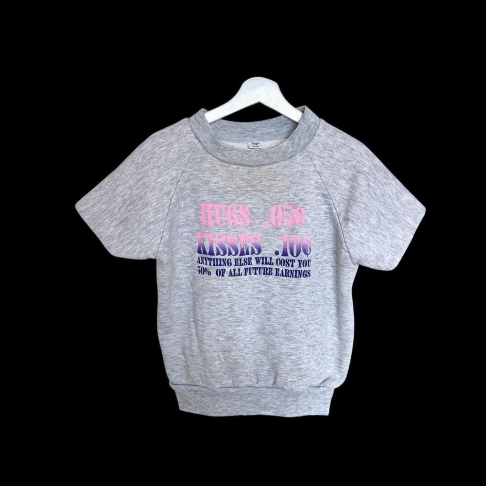 Vintage 70s Hugs & Kisses Short Sleeve Raglan Sweatshirt Women's Sz M/L